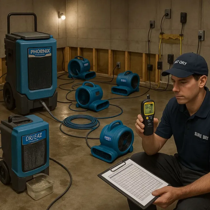 Structural Drying and Dehumidification process in Caro, MI